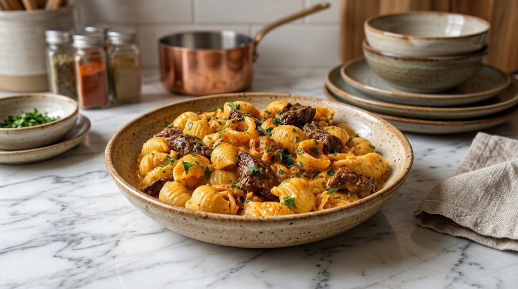 Creamy Paprika Steak Shells