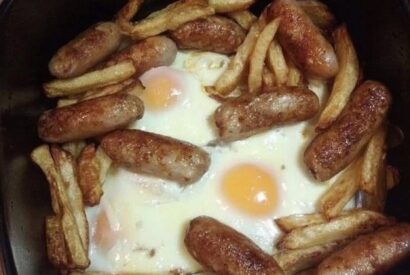 Thumbnail for Air Fryer Breakfast — Sausages, Chips and Eggs