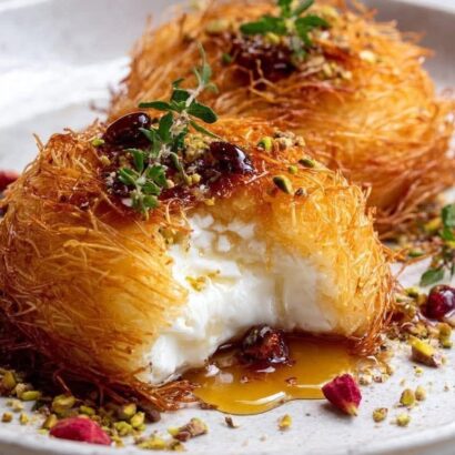 Crispy Kataifi Brie Blossom with Chili Honey Cascade