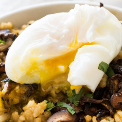 Poached Egg Mushroom Risotto