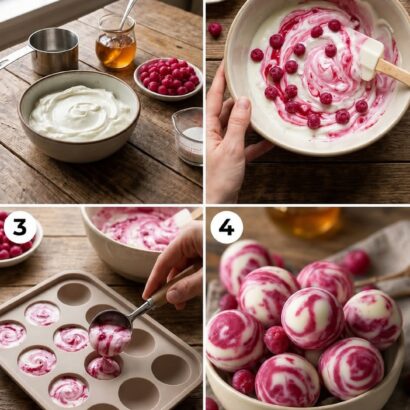 frozen yogurt cranberry swirl bites