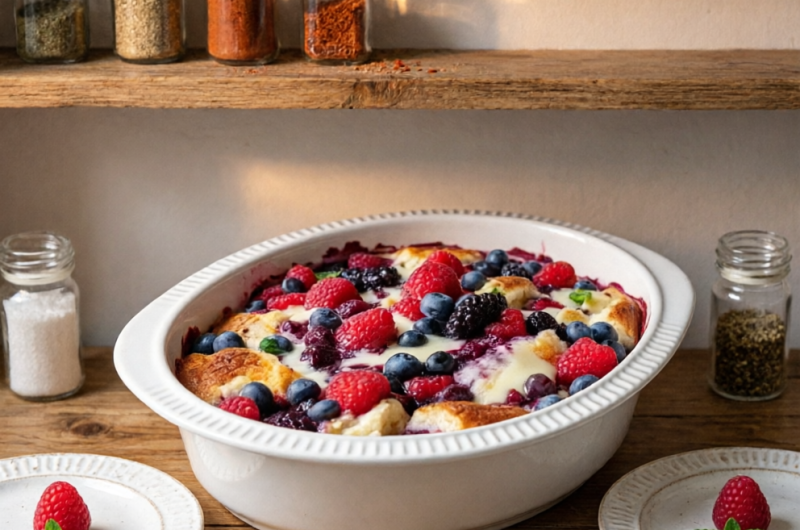 High Protein Triple Berry Breakfast Bake