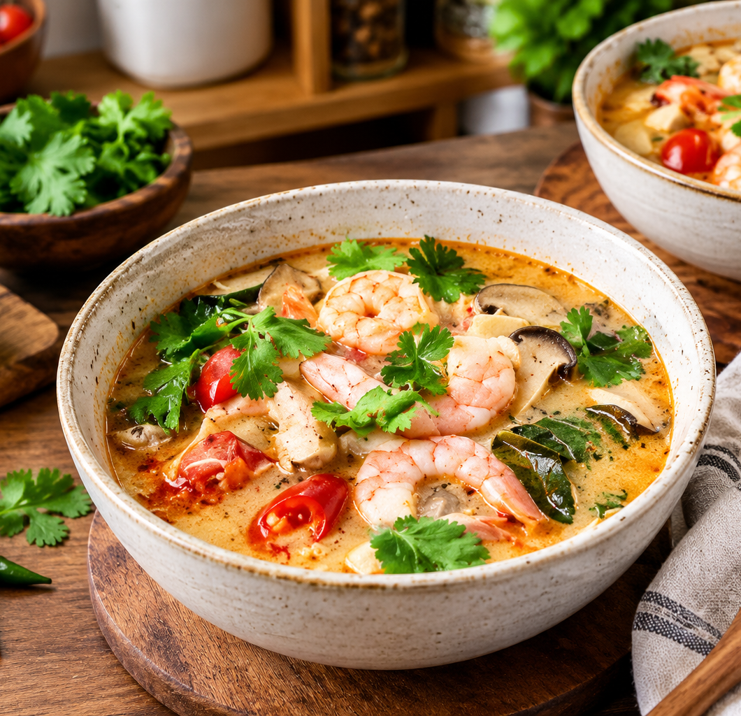 High Protein Thai Soup: Tom Yum with Prawns